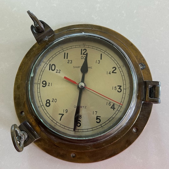 Brass Boat Clock 9 Inch Radius - Picture 1 of 2